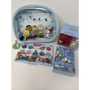 PEANUTS x Wet n Wild Bundle LOT 4 Makeup Bag Snoopy Sponge Linus Blanket Shadow